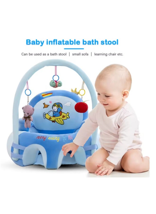 Vinnatsu Baby sofa, baby learning seat with toy rack, cartoon plush learning seat, baby feeding safety seat, newborn sofa sitting learning seat, PP cotton filling, baby anti-fall soothing toys, early education seat (blue)  - Image 3