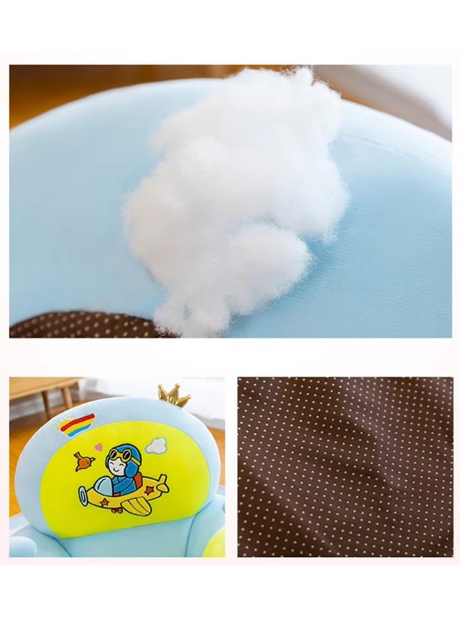 Vinnatsu Baby sofa, baby learning seat with toy rack, cartoon plush learning seat, baby feeding safety seat, newborn sofa sitting learning seat, PP cotton filling, baby anti-fall soothing toys, early education seat (blue)  - Image 4