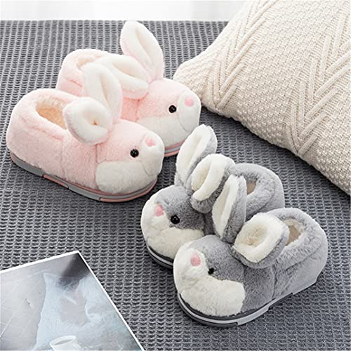 YILANLAN Women's Cute Bunny Animals Slippers Interesting Comfortable Furry Soft Plush Winter Season Home Slippers (5/5.5, Grey, 5) - Image 4