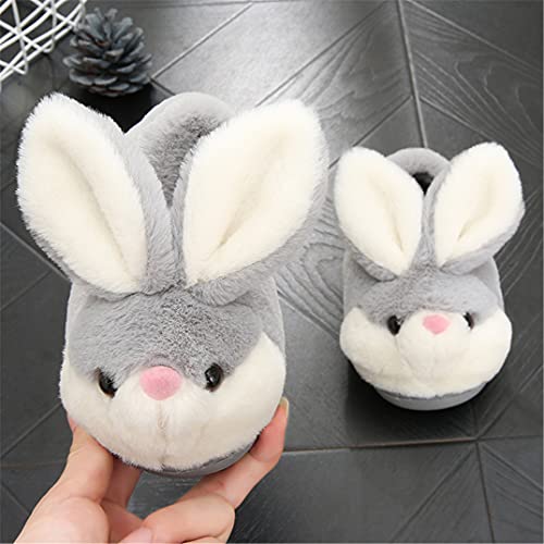 YILANLAN Women's Cute Bunny Animals Slippers Interesting Comfortable Furry Soft Plush Winter Season Home Slippers (5/5.5, Grey, 5) - Image 2