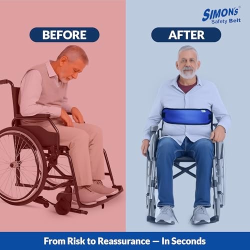 Simon's Simon’s Wheelchair Safety Belt – Padded, Breathable Restraint Belt for Elderly | Adjustable Mobility Aid with Secure Clips | Fall Prevention for Wheelchair, Chair & Commode – Blue - Image 4