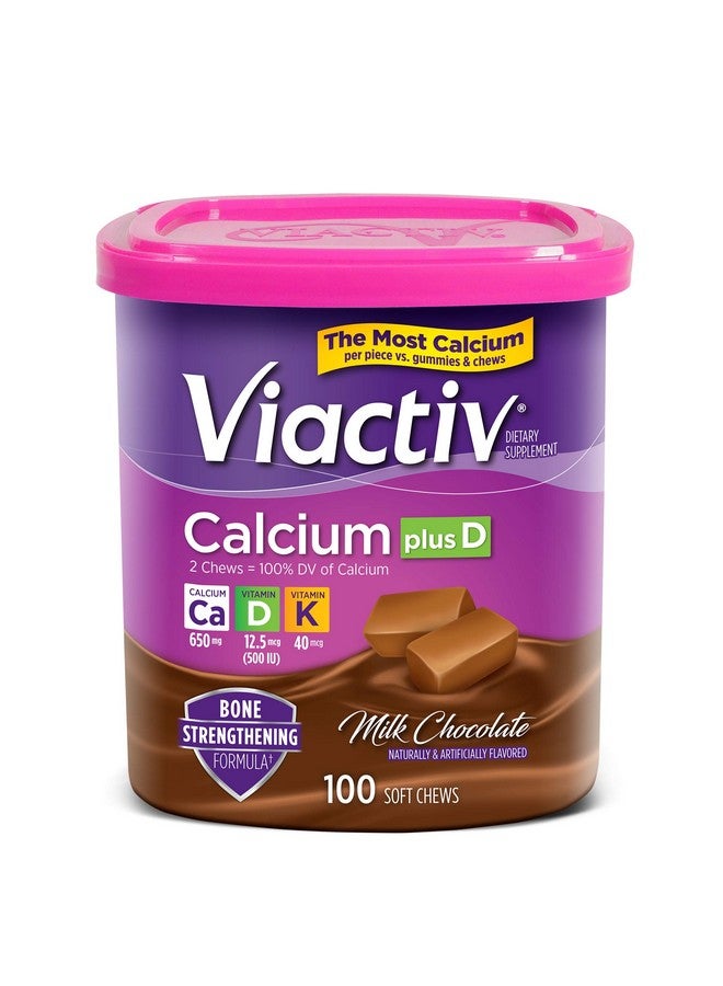 Viactiv فيأكتيف، مكمل غذائي للكالسيوم، حلوى طرية مع حليب الشوكولاتة، 100 قطعة - Image 1
