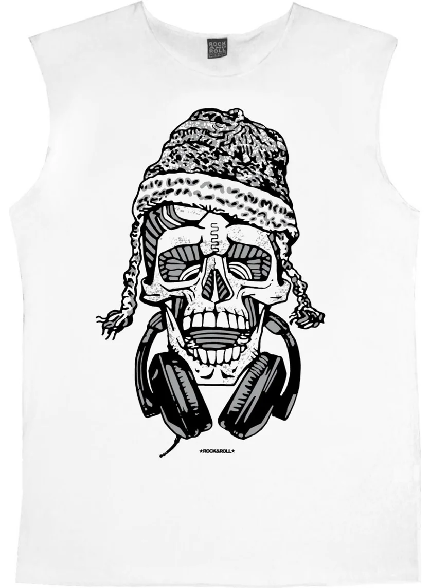 روك اند رول Nepali Skull White Cut Sleeve / Sleeveless Men's T-Shirt