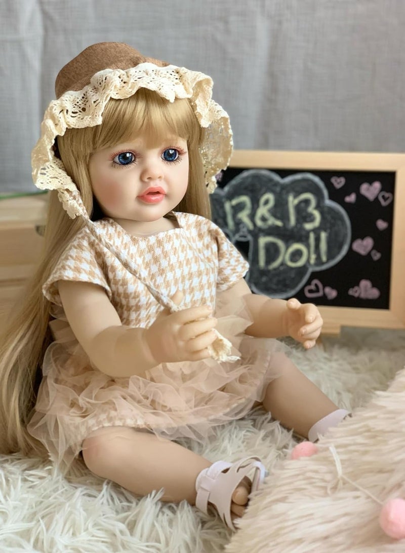 نانو كلاسيك دمية رضيعة جديدة ولدت حديثًا ذات جسم كامل من السيليكون ناعمة بحجم الطفلة باتول (زي أصفر) - Image 2
