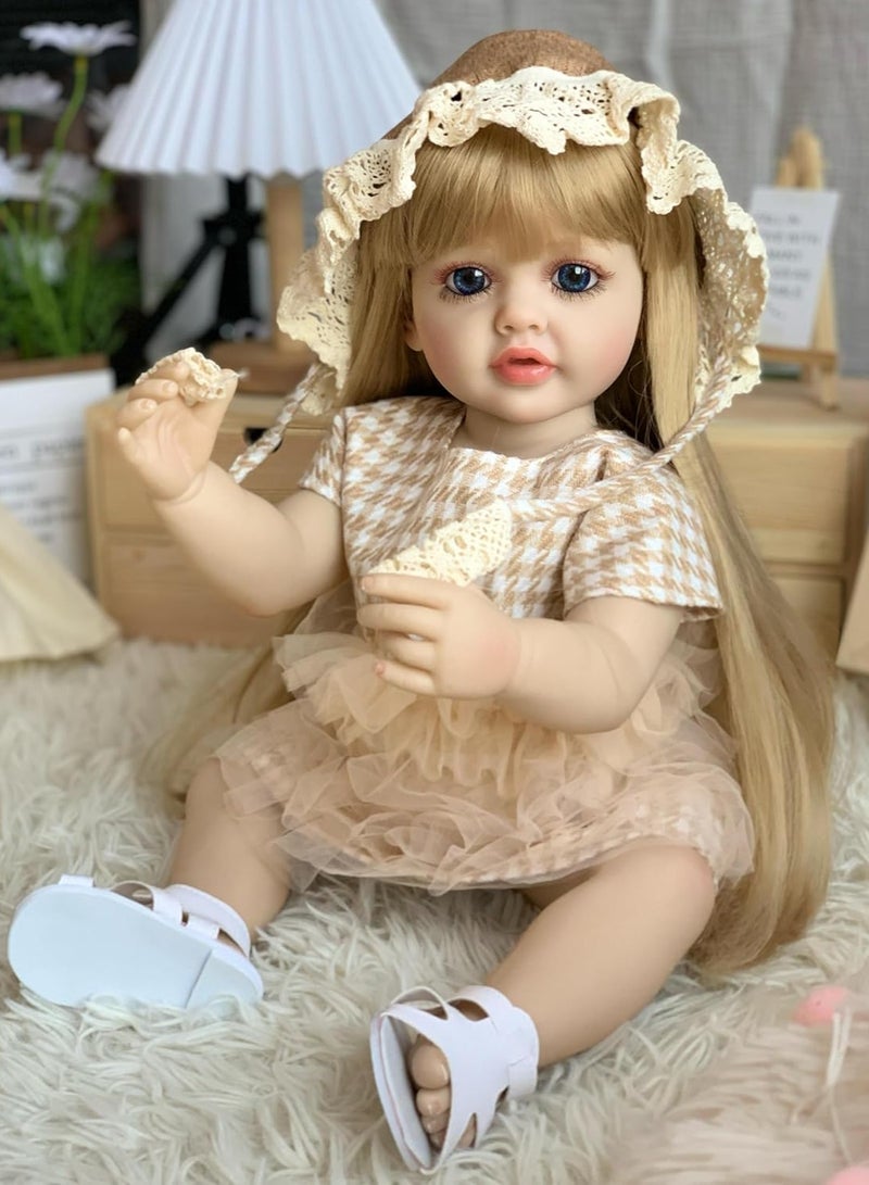 نانو كلاسيك دمية رضيعة جديدة ولدت حديثًا ذات جسم كامل من السيليكون ناعمة بحجم الطفلة باتول (زي أصفر) - Image 3