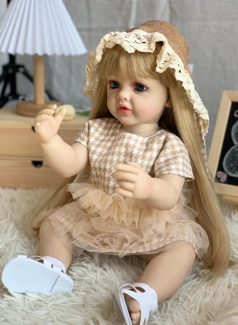 نانو كلاسيك دمية رضيعة جديدة ولدت حديثًا ذات جسم كامل من السيليكون ناعمة بحجم الطفلة باتول (زي أصفر) - Image 4