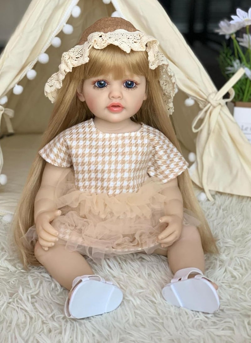 نانو كلاسيك دمية رضيعة جديدة ولدت حديثًا ذات جسم كامل من السيليكون ناعمة بحجم الطفلة باتول (زي أصفر) - Image 5