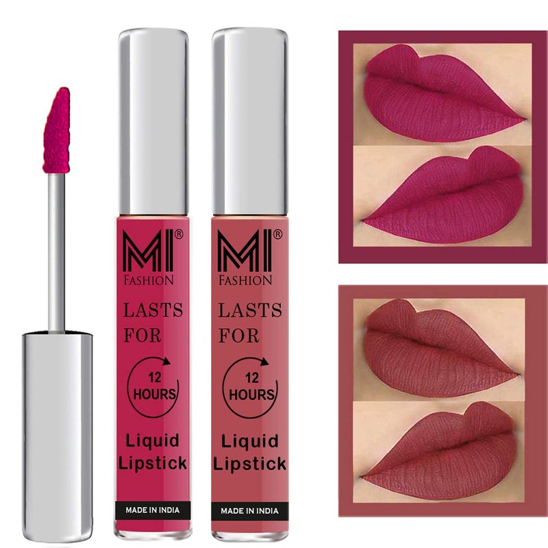 MI FASHION Soft Smooth Matte Finish Liquid Lipstick Pink Nude 100 Super Stay Nontransfer Confident Boost For Users 35ml Pack Of 2 - Image 1