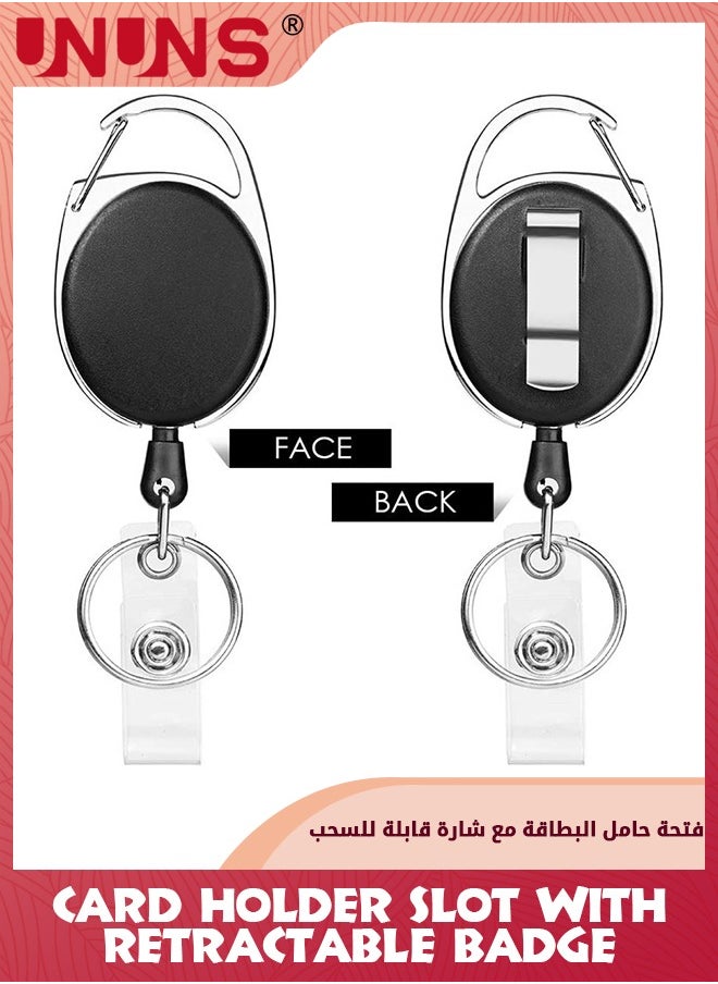 UNUNS حامل شارة الهوية مع مشبك، 10 عبوات من حامل شارات البلاستيك الصلب القابل للسحب، حاملات بطاقات هوية شفافة مع فتحة إبهام سهلة الوصول وفتحات سلسلة، لبطاقات الائتمان ورخص القيادة - عمودي  - Image 2