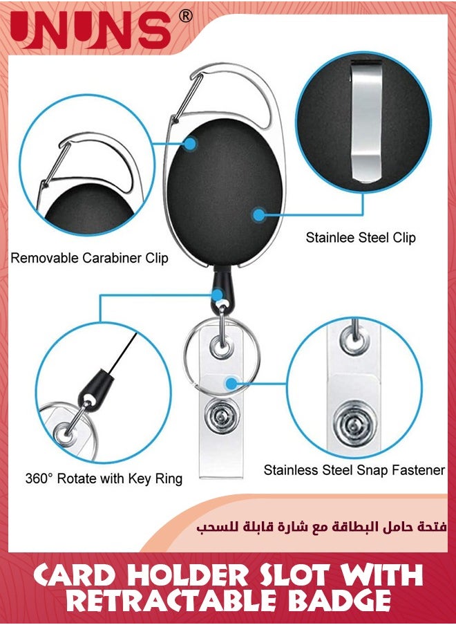 UNUNS حامل شارة الهوية مع مشبك، 10 عبوات من حامل شارات البلاستيك الصلب القابل للسحب، حاملات بطاقات هوية شفافة مع فتحة إبهام سهلة الوصول وفتحات سلسلة، لبطاقات الائتمان ورخص القيادة - عمودي  - Image 3