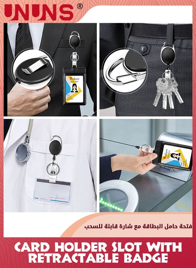ID Badge Holder With Clip,10 Pack Hard Plastic Retractable Badge Holder,Clear ID Card Holders With Easy Access Thumb Slot And Chain Holes,For Credit Cards, Driver's Licenses-Vertical