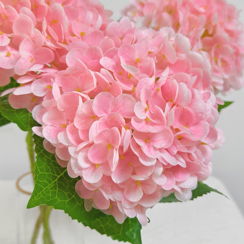 Cherica Real Touch Pink Hydrangea Artificial Flowers with Stems  Fake Silk Flowers for Outdoors  3 Pcs Artificial Flowers for Home Decor Wedding Bouquets Centerpieces Vase - Image 4