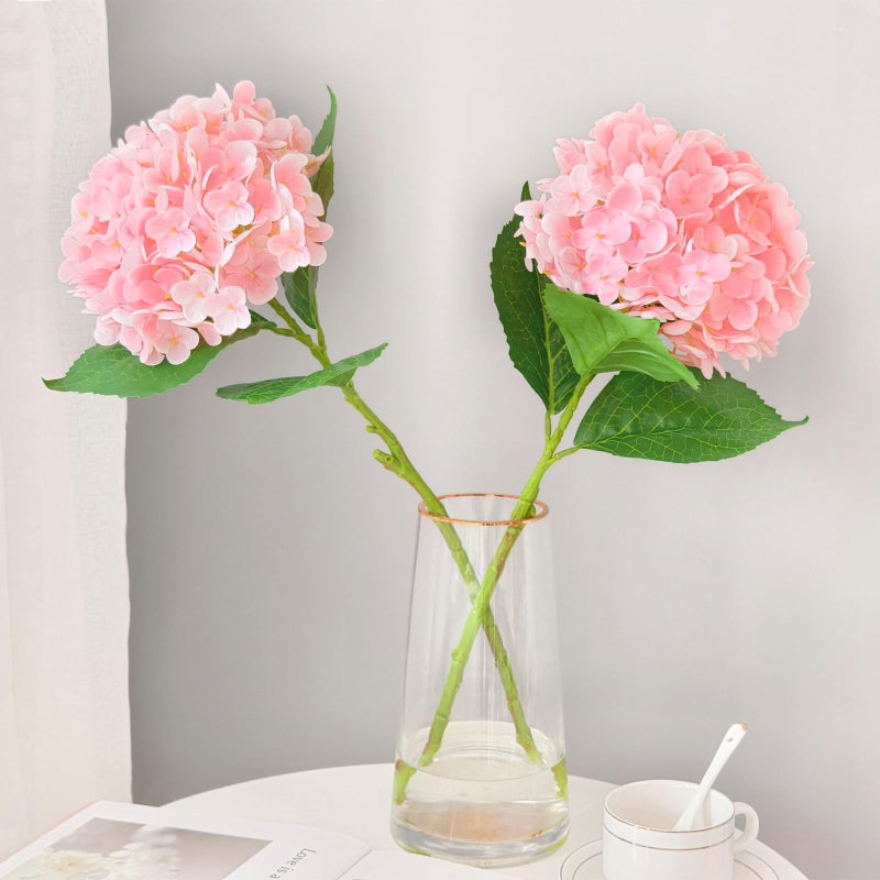 Cherica Real Touch Pink Hydrangea Artificial Flowers with Stems  Fake Silk Flowers for Outdoors  3 Pcs Artificial Flowers for Home Decor Wedding Bouquets Centerpieces Vase - Image 2