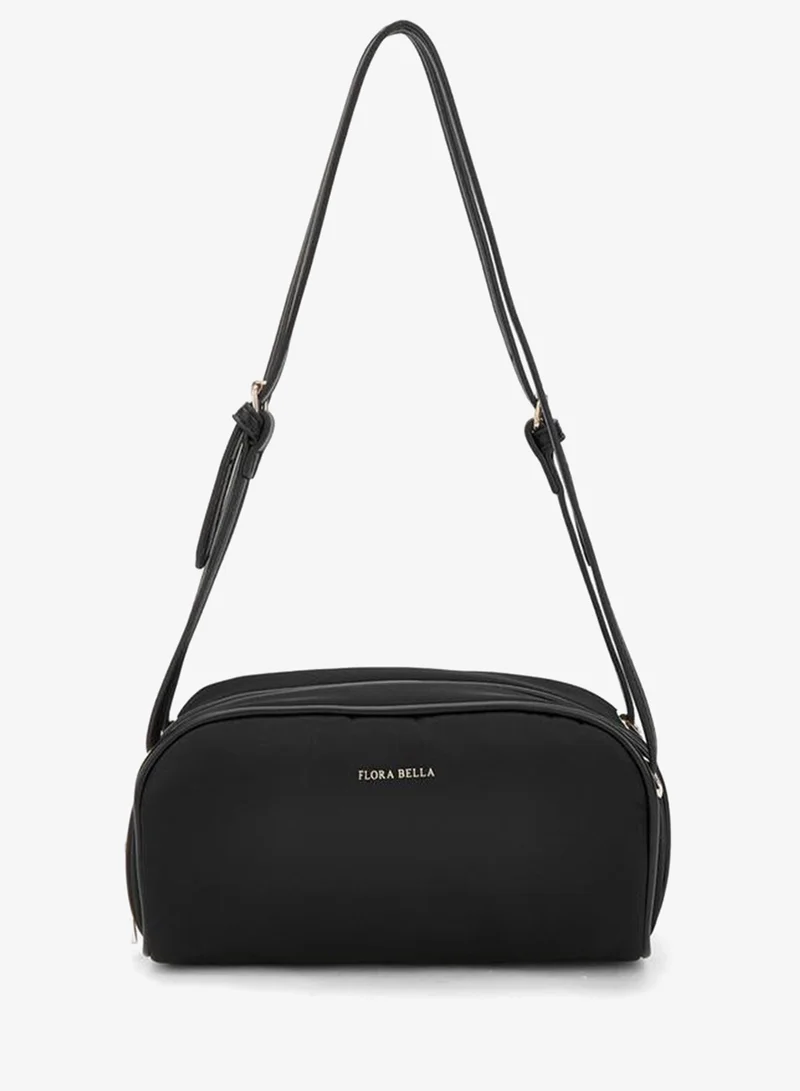 Textured Shoulder Bag With Zip Closure