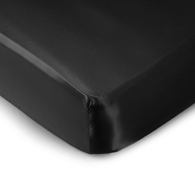 Pro Goleem Satin Soft Crib Sheet Great for Baby with Sensitive Hair Silky Baby Sheet Black 52â€™â€™x28â€™â€™x8â€™â€™ Unisex Fitted Sheet Gift for Boys and Girls - Image 1