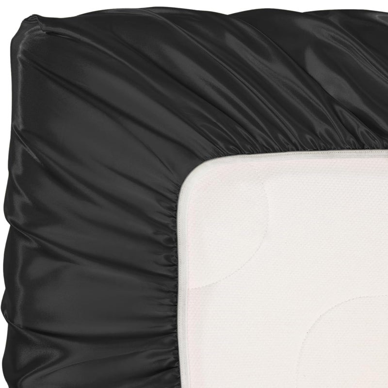 Pro Goleem Satin Soft Crib Sheet Great for Baby with Sensitive Hair Silky Baby Sheet Black 52â€™â€™x28â€™â€™x8â€™â€™ Unisex Fitted Sheet Gift for Boys and Girls - Image 5