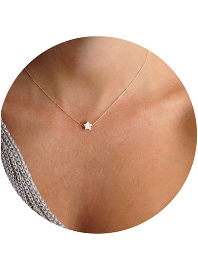 Tewiky 18k Gold Plated Tiny Star Pendant Necklace Good Luck Elephant Chain Necklace for Women Girls  - Image 1