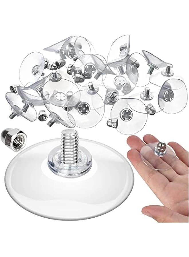 24 Suction Cups with Screws Plastic Suction Pads 44 mm Clear PVC Sucker Pads with Screw Nut Extra Strong Adhesive Glass Suction Holder - Image 1