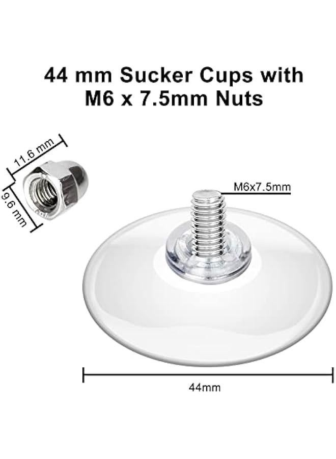 24 Suction Cups with Screws Plastic Suction Pads 44 mm Clear PVC Sucker Pads with Screw Nut Extra Strong Adhesive Glass Suction Holder - Image 2