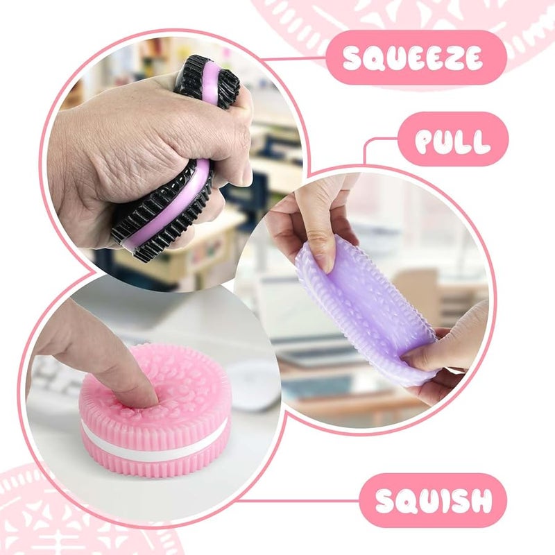 Gytera 4 Packs Cookie Squishies Fidget Toys Adults, Ultra Soft Squeeze Toys Sticky Sensory Toys for Kids with Autism, Stress Balls for Adults Fidgets Birthday Gifts Party Favors for Kids - Image 3