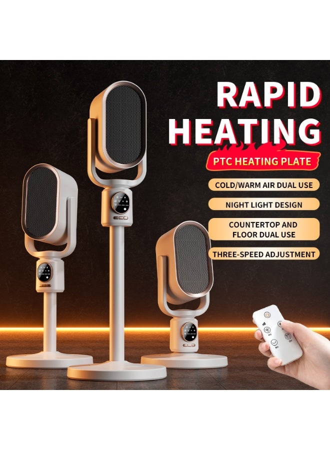 BlueFire 2025 Upgraded 3-in-1 Electric Space Heater with Remote Control – 1500W PTC Ceramic Heater, Tower Fan & Bladeless Cooling Fan | 2-Second Instant Heat, 110° Oscillation, 3 Height Adjustable, 8H Timer, LED Night Light, Overheat & Tip-Over Protection, VO Flame Retardant, Ultra Quiet for Office, Bedroom, Living Room - Image 2