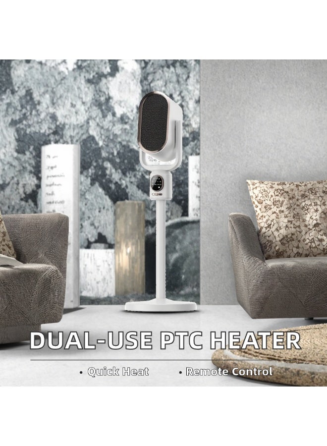 BlueFire 2025 Upgraded 3-in-1 Electric Space Heater with Remote Control – 1500W PTC Ceramic Heater, Tower Fan & Bladeless Cooling Fan | 2-Second Instant Heat, 110° Oscillation, 3 Height Adjustable, 8H Timer, LED Night Light, Overheat & Tip-Over Protection, VO Flame Retardant, Ultra Quiet for Office, Bedroom, Living Room - Image 3