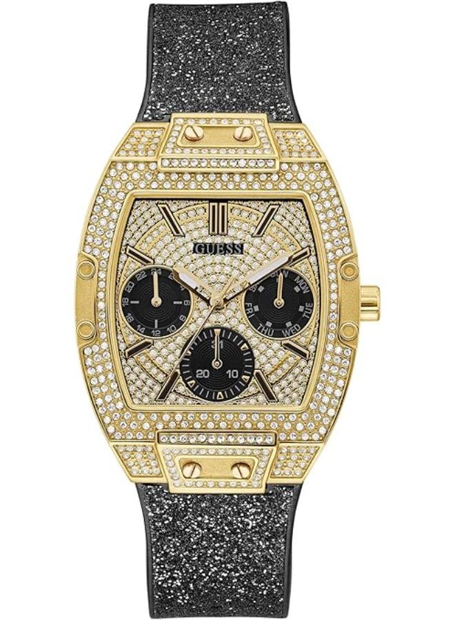 جس ساعة جيس رافين دايموندز مينا ذهبي بسوار مطاطي اسود للنساء - GW0105L2 - Image 1