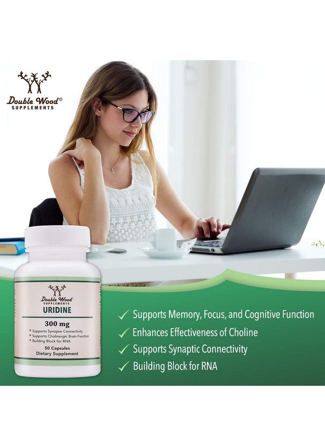 Uridine Monophosphate Third Party Tested (Choline Enhancer Beginner Nootropic) 300Mg Manufactured In Usa (60 Capsules) Synergy With Alpha Gpc Choline For Brain Health And Memory By Double Wood