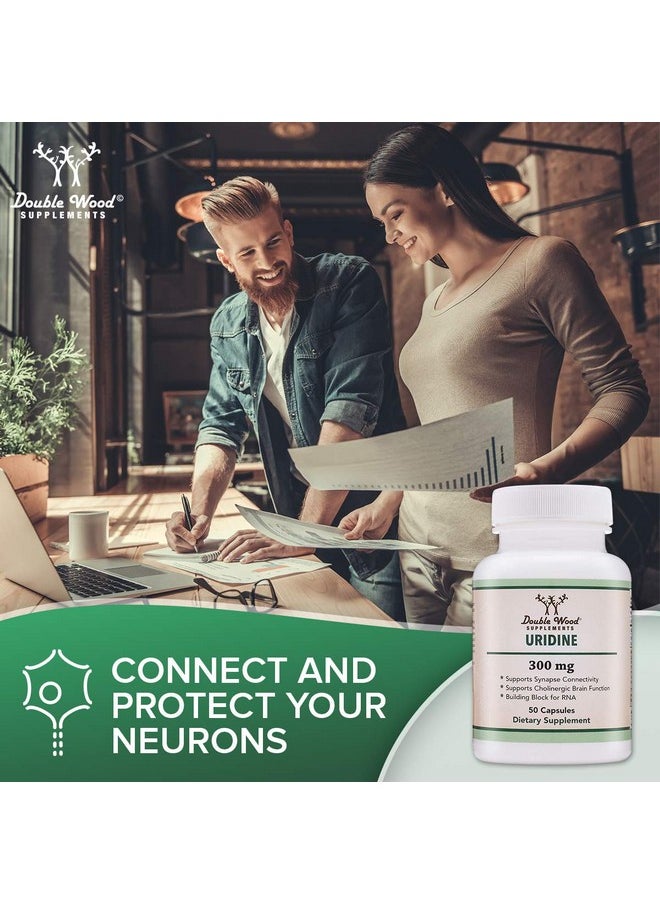 Uridine Monophosphate Third Party Tested (Choline Enhancer Beginner Nootropic) 300Mg Manufactured In Usa (60 Capsules) Synergy With Alpha Gpc Choline For Brain Health And Memory By Double Wood