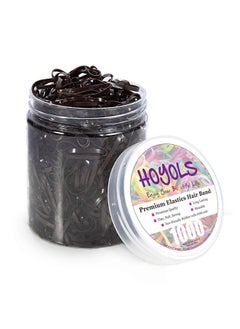 HOYOLS Small Hair Elastics Brown, Premium Plastic Girls Hair Ties Strong Flexible Rubber Bands Tiny Mini Polybands Hair Bands For Women Kids Baby Bulk 1000 Count Tpr (Dark Brown)  - Image 1