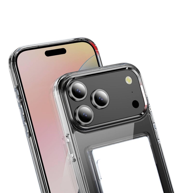 غطاء واقي بPC لـ iPhone 15 / 15 Plus / 15 Pro / 15 Pro Max مع حامل بطاقات وحماية من السقوط مع مقاوم للصدمات مع حامل قائم مع مغناطيس قوي باللون شفاف مغناطيسي بوظيفة حامل - ModaStar - Image 4
