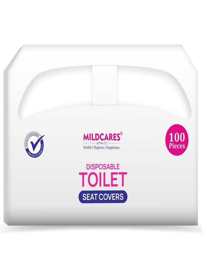 MildCares Disposable Toilet Seat Covers (Pack of 1-100 Sheets) | No Direct Contact With Unhygienic Seats | Protects Against Germs For Public Toilets & Travel Essentials | Flushable & Nature Friendly - Image 1