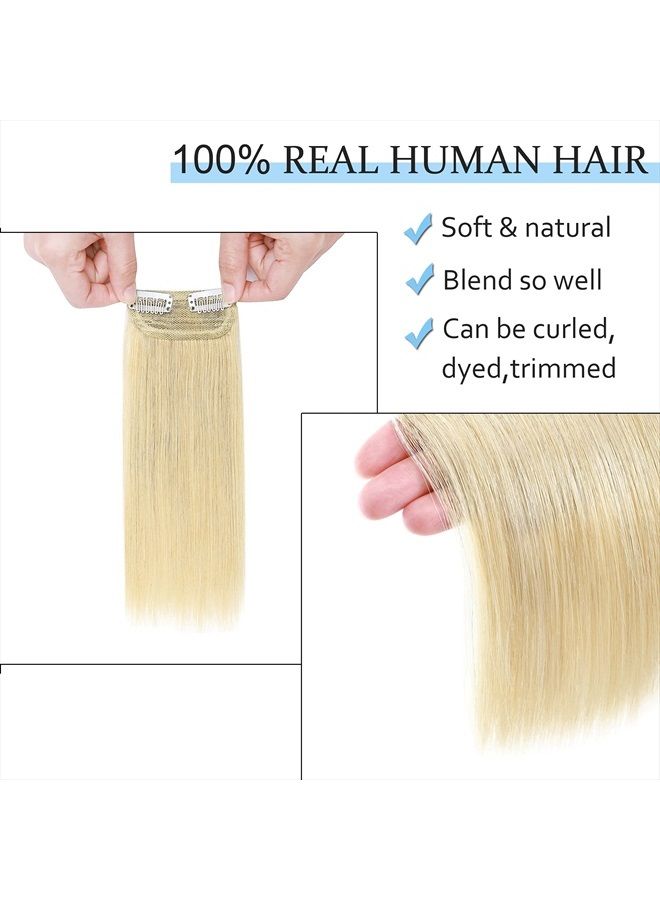 SEGO Short Hair Extensions Clip in Human Hair 6 Inch Mini Hair Piece Invisible Hairpin for Women With Thinning Hair Adding Hair Volume -1 Pcs 10g Platinum Blonde - Image 4