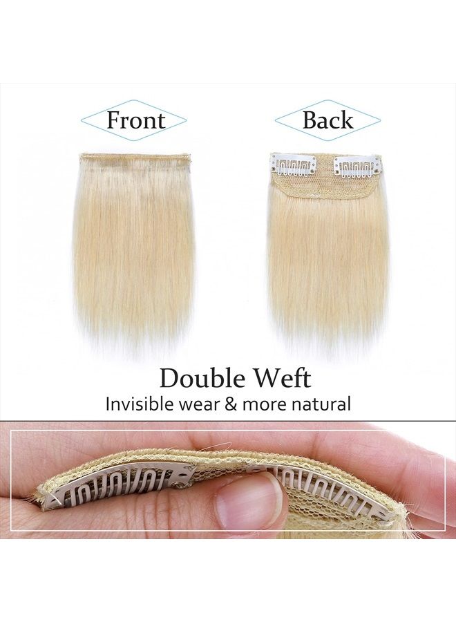SEGO Short Hair Extensions Clip in Human Hair 6 Inch Mini Hair Piece Invisible Hairpin for Women With Thinning Hair Adding Hair Volume -1 Pcs 10g Platinum Blonde - Image 2