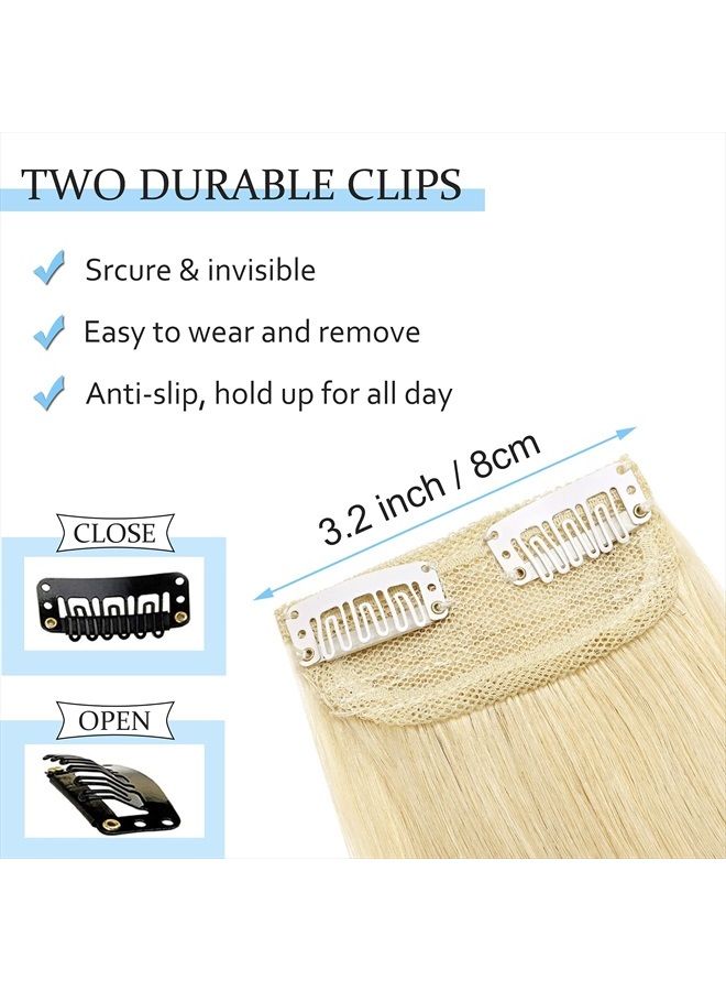 SEGO Short Hair Extensions Clip in Human Hair 6 Inch Mini Hair Piece Invisible Hairpin for Women With Thinning Hair Adding Hair Volume -1 Pcs 10g Platinum Blonde - Image 3