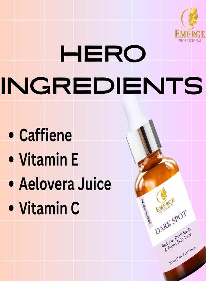 Emerge Professional Dark Spot Corrector Serum – Fade Dark Spots, Hyperpigmentation & Acne Scars – Brightening Serum with Vitamin C, Niacinamide & Vitamin E - Image 3