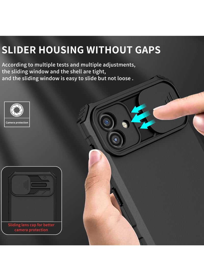 TEAM LUXURY - Samsung Galaxy A04 4G/M13 5G Black Mobile Phone Case Cover, Innovative Telescopic Bracket, Sliding Protection Camera Window, Bumper Shockproof Phone Back Cover - Image 1