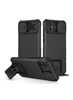 Samsung Galaxy A04 4G/M13 5G Black Mobile Phone Case Cover, Innovative Telescopic Bracket, Sliding Protection Camera Window, Bumper Shockproof Phone Back Cover