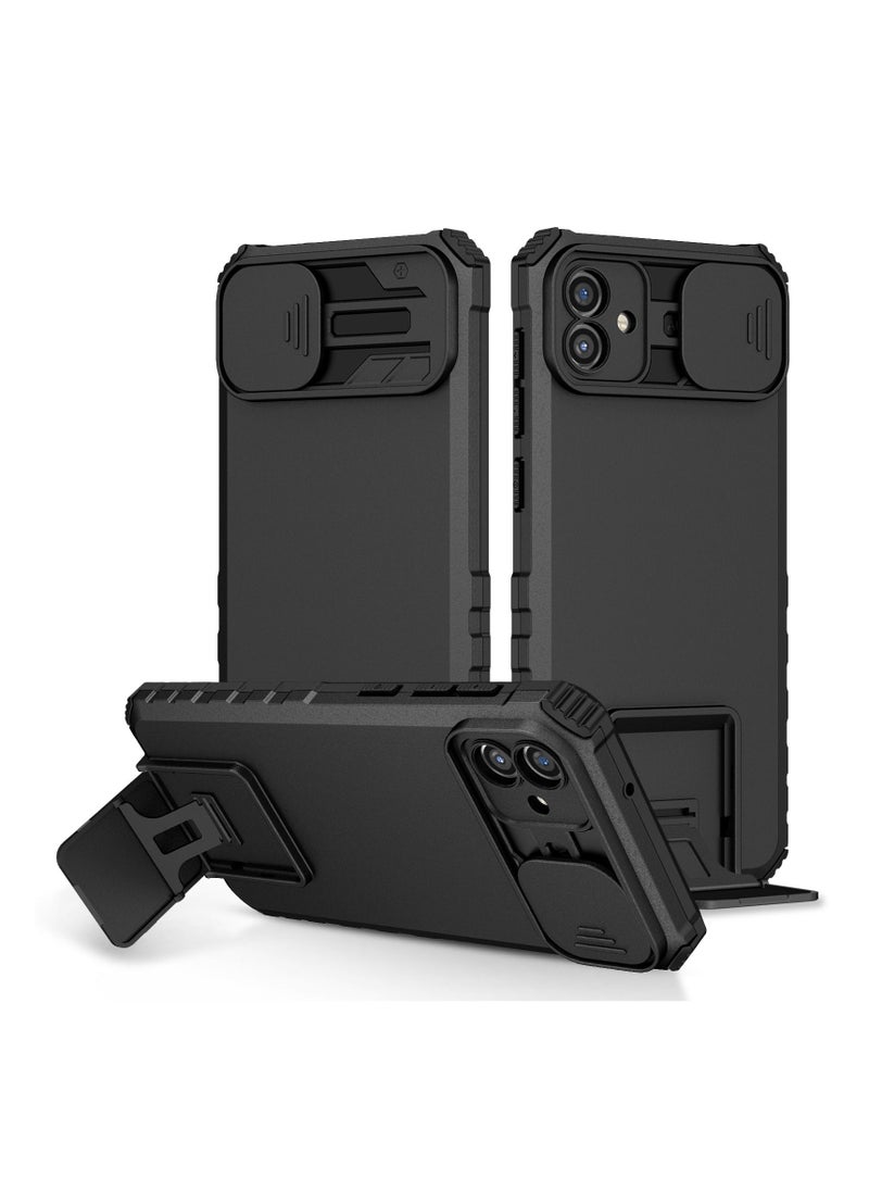 TEAM LUXURY - Samsung Galaxy A04 4G/M13 5G Black Mobile Phone Case Cover, Innovative Telescopic Bracket, Sliding Protection Camera Window, Bumper Shockproof Phone Back Cover - Image 1