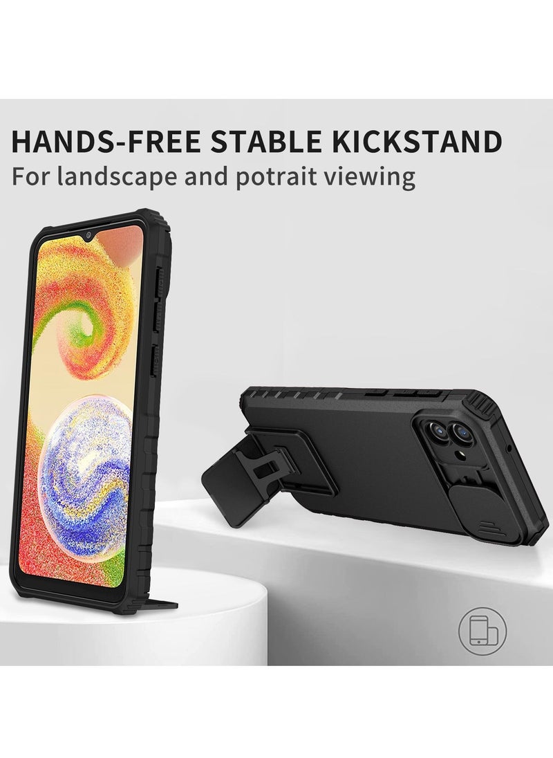 TEAM LUXURY - Samsung Galaxy A04 4G/M13 5G Black Mobile Phone Case Cover, Innovative Telescopic Bracket, Sliding Protection Camera Window, Bumper Shockproof Phone Back Cover - Image 1