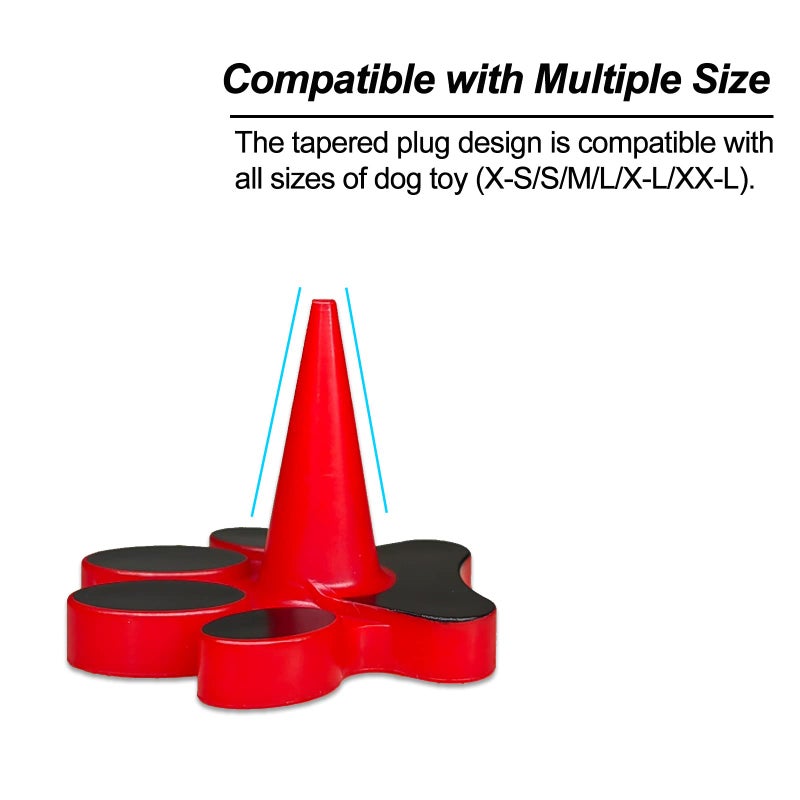 HOMDSG Dog Toy Holder Stopper Compatible with Classic Sizes X-S to XX-L, Only Plastic Paw Plug Included, Red, 4 Pack - Image 3