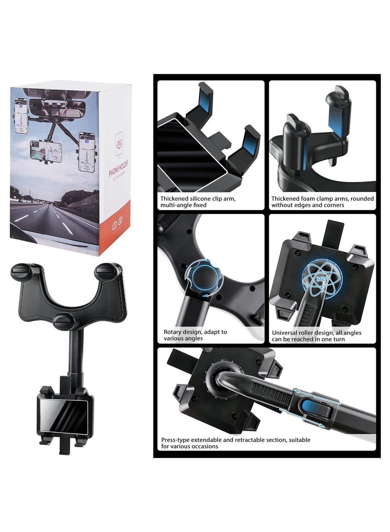 Car Phone Holder Retractable 360 Degree Rotation Rearview Mirror Phone Holder Car Accessories for All Mobile Phones and All Car Models - Image 5