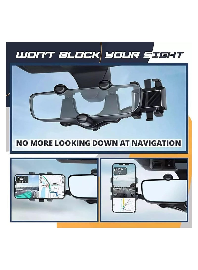 Car Phone Holder Retractable 360 Degree Rotation Rearview Mirror Phone Holder Car Accessories for All Mobile Phones and All Car Models - Image 2
