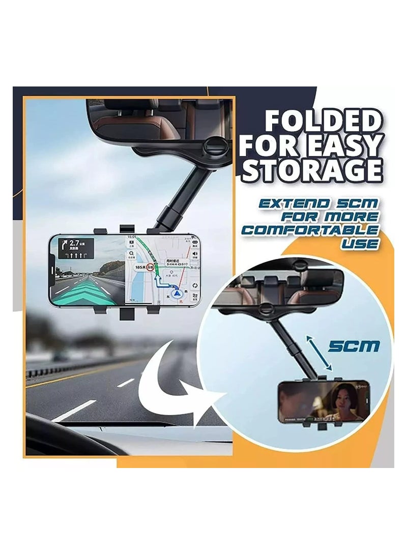 Car Phone Holder Retractable 360 Degree Rotation Rearview Mirror Phone Holder Car Accessories for All Mobile Phones and All Car Models - Image 4