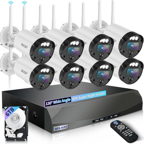 WEILAILIFE 【90ft Super Night Vision】 5MP Outdoor Wireless Security Camera System, Wireless Cameras for Home Security, Home Video Security Cameras, WiFi Surveillance DVR Kits - Image 1