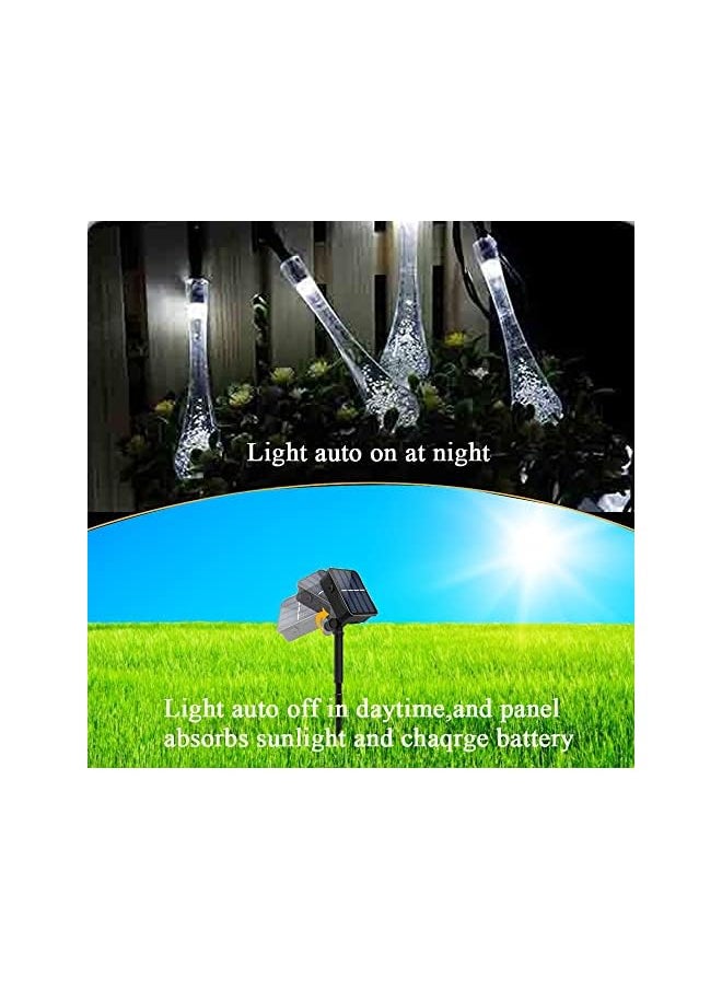 The Bros Solar Water Drop Fairy Lights,50LED 24Ft/7m Solar String Lights,8 Mode Solar Teardrop Twinkle Lights,Decorative Lights for Garden Wedding Patio Yard Home Party Christmas(White)  - Image 4