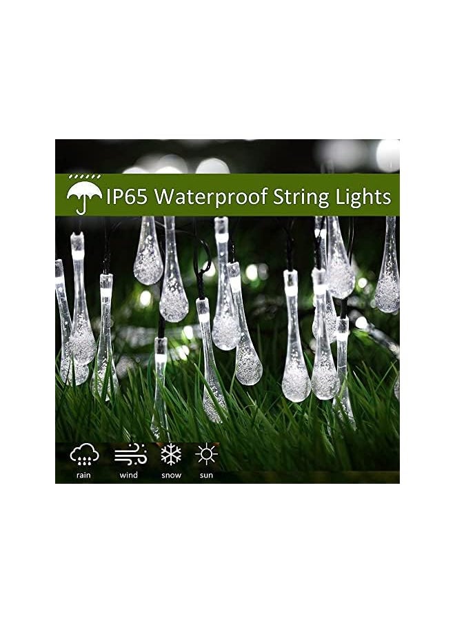 The Bros Solar Water Drop Fairy Lights,50LED 24Ft/7m Solar String Lights,8 Mode Solar Teardrop Twinkle Lights,Decorative Lights for Garden Wedding Patio Yard Home Party Christmas(White)  - Image 5