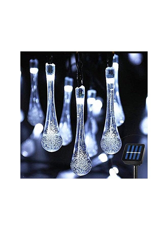 The Bros Solar Water Drop Fairy Lights,50LED 24Ft/7m Solar String Lights,8 Mode Solar Teardrop Twinkle Lights,Decorative Lights for Garden Wedding Patio Yard Home Party Christmas(White)  - Image 2