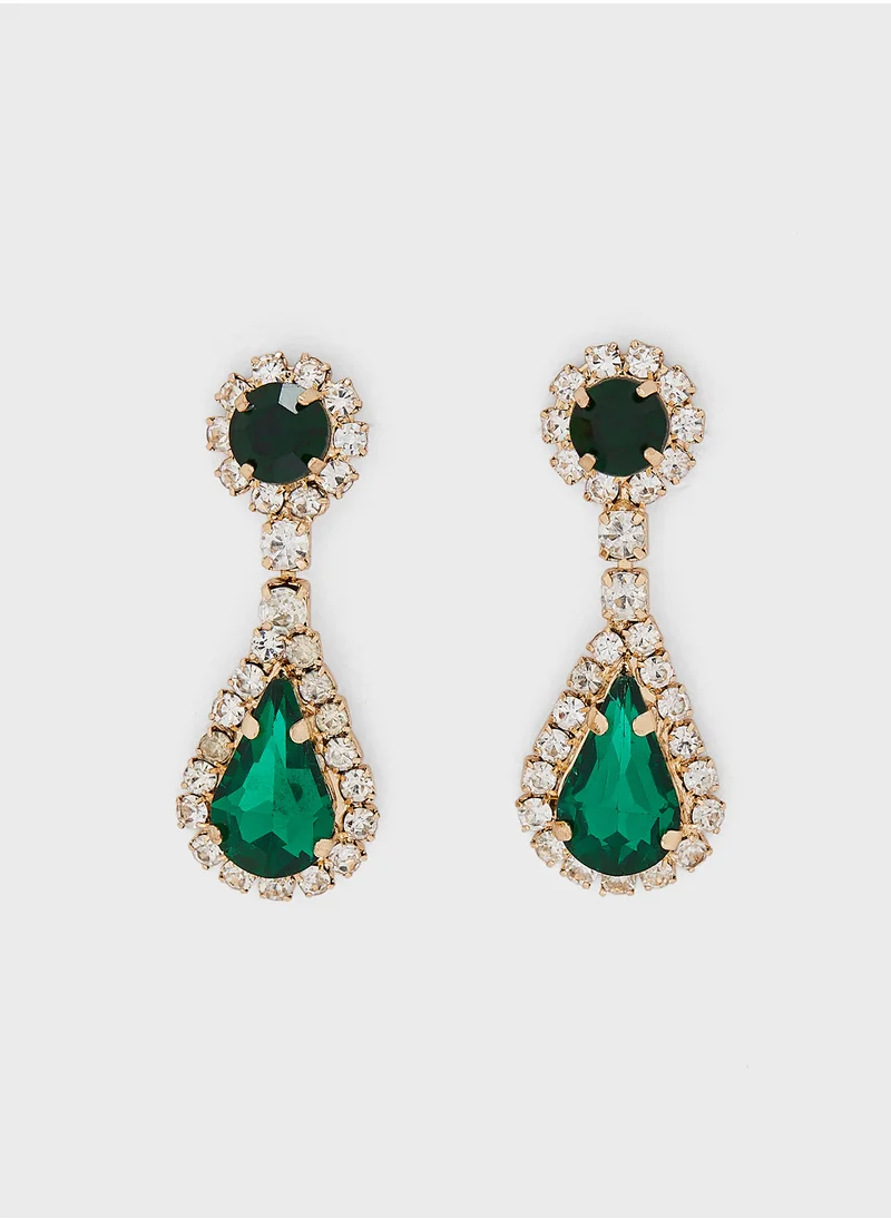 خزانة Stone Detail Necklace  & Drop Earrings Set