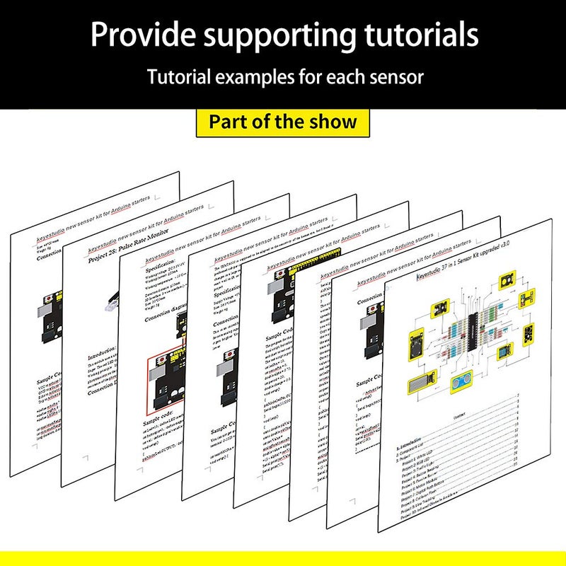 Keyestudio مجموعة مستشعرات KEYESTUDIO 37 في 1 - 37 وحدة مستشعرات مجموعة بدء التشغيل لأردوينو ميغا R3 2560 وبرمجة Raspberry Pi، مكونات إلكترونية لمجموعة التعليم STEM للمراهقين والبالغين + دليل تعليمات - Image 2